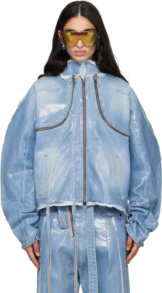 Ottolinger Blue Glazed Denim Zip Jacket