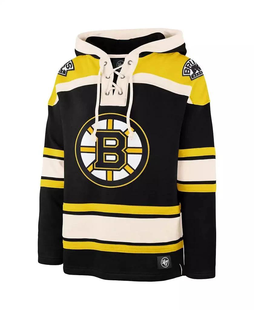 47 Brand Men's Black, Gold Boston Bruins Superior Lacer Pullover Hoodie 3