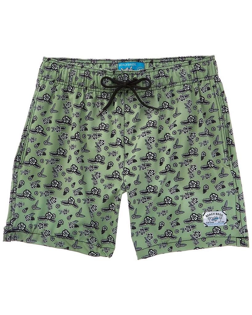 BEACH BROS Geo Floral Leaf Swim Trunk