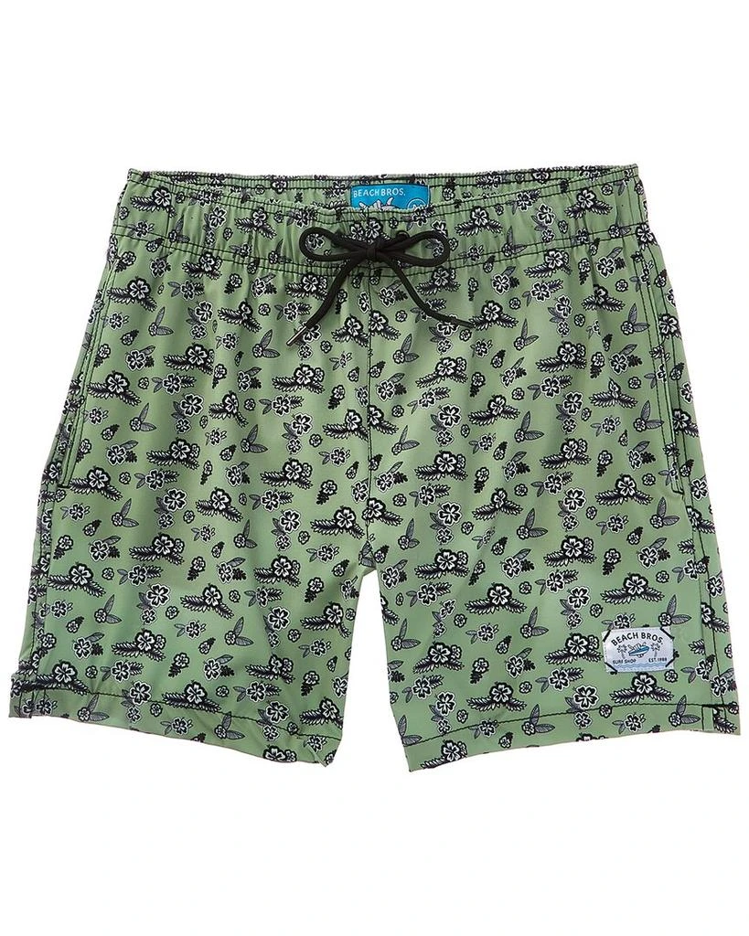 BEACH BROS Geo Floral Leaf Swim Trunk 1