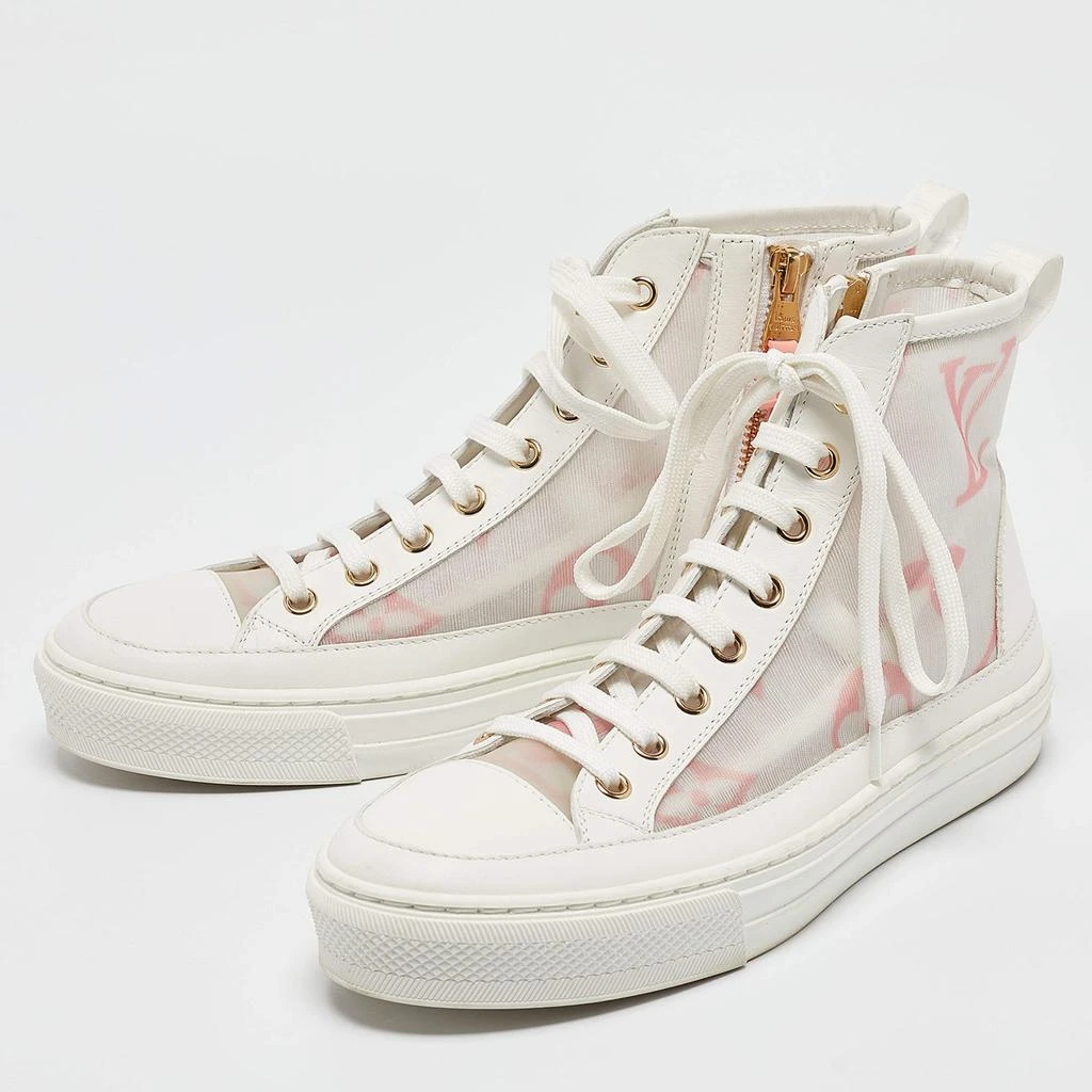 Louis Vuitton Louis Vuitton White Leather Mesh and Leather Stellar Sneakers Size 37.5 2