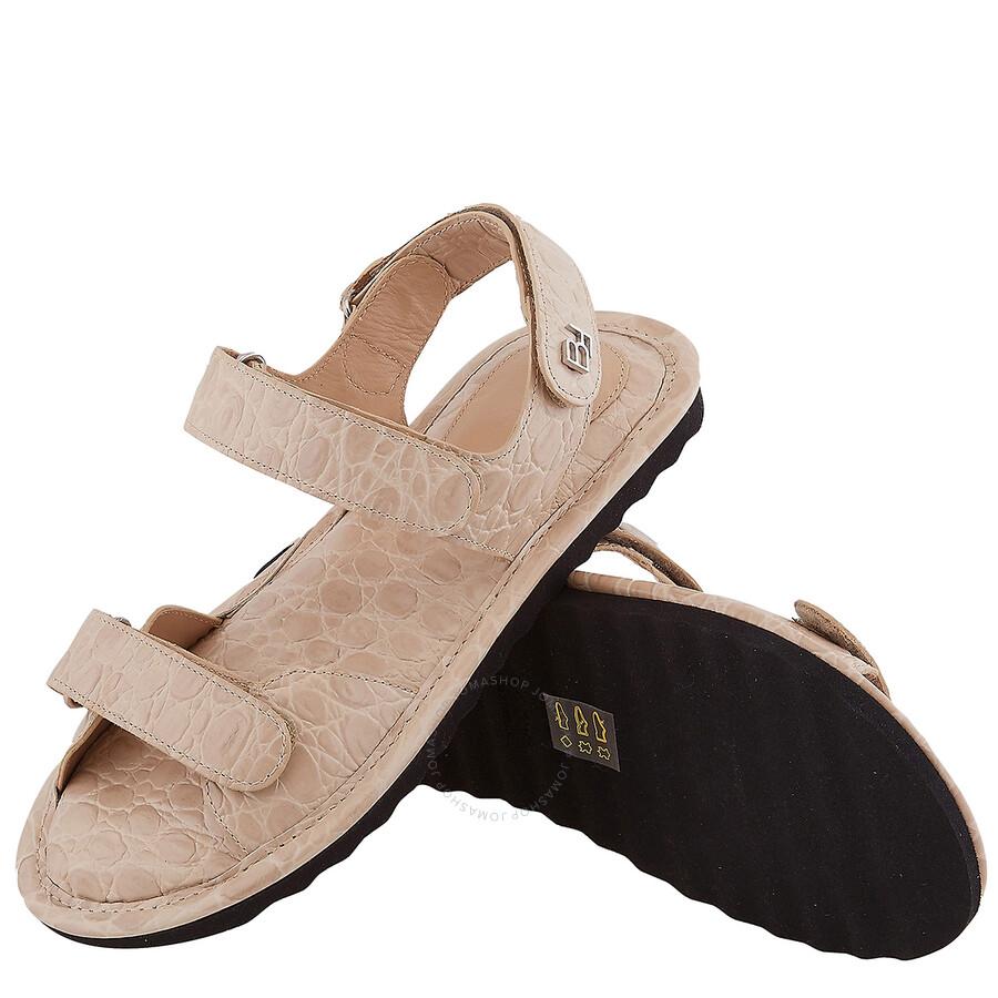 by FAR Ladies Kraft Gideon Croc-Embossed Leather Sandals