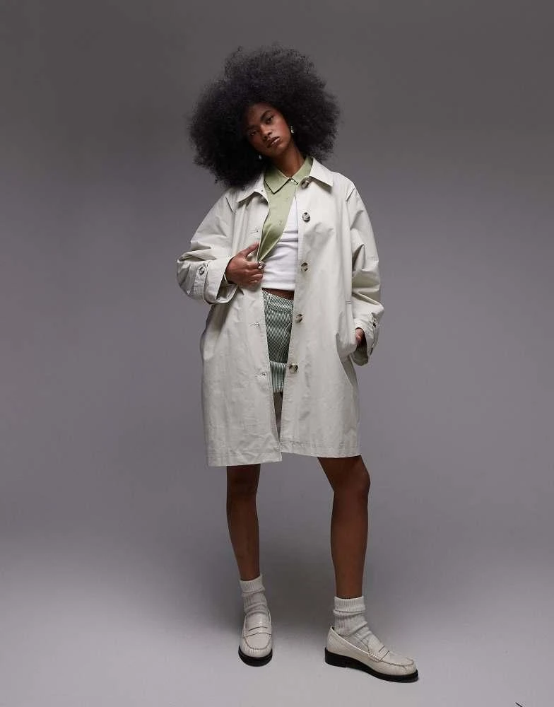 Topshop Topshop mid length trench coat in ecru 2