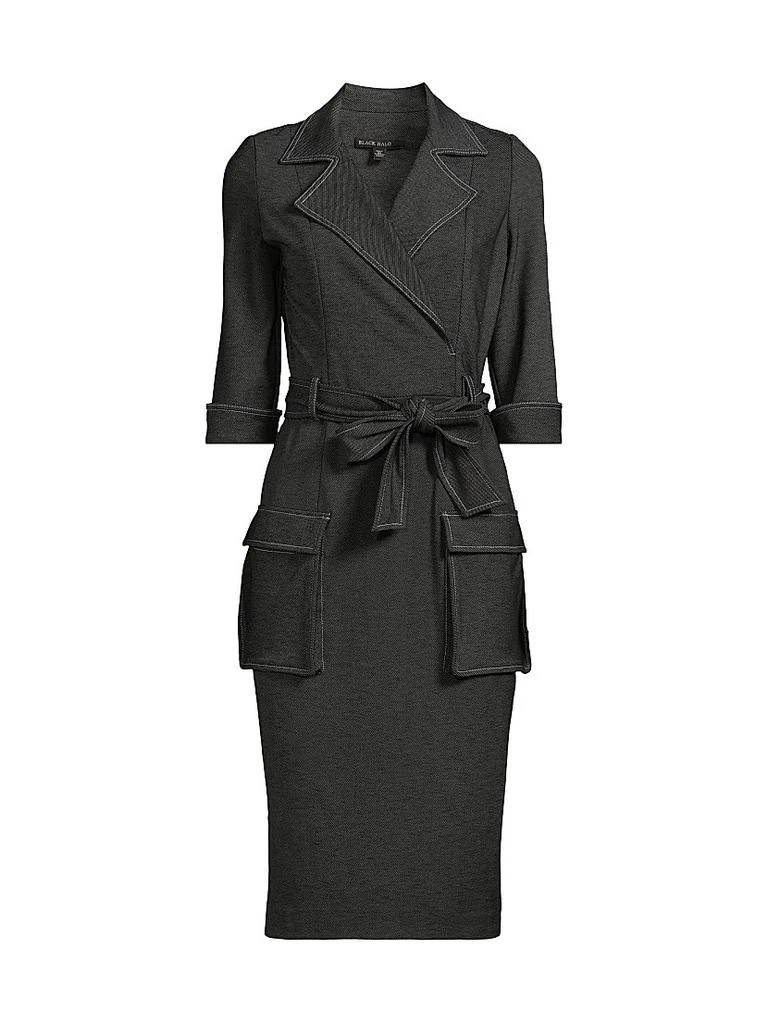 Black Halo Iria Stretch-Denim Self-Tie Midi-Dress 1