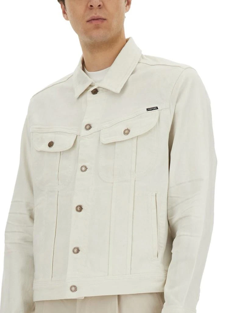 Tom Ford Tom Ford Logo Patch Buttoned Denim Jacket 4