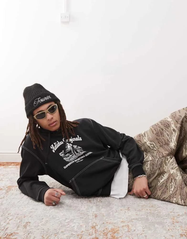 Adidas adidas Originals Wabash graphic hoodie in black 1