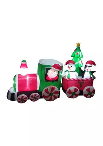 Northlight 8 Inflatable Train With Santa And Friends Outdoor Christmas Decoration