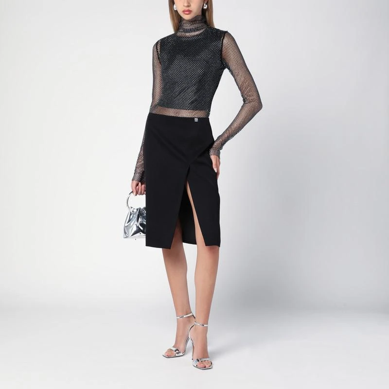Max Mara Black mesh turtleneck sweater with rhinestones 2