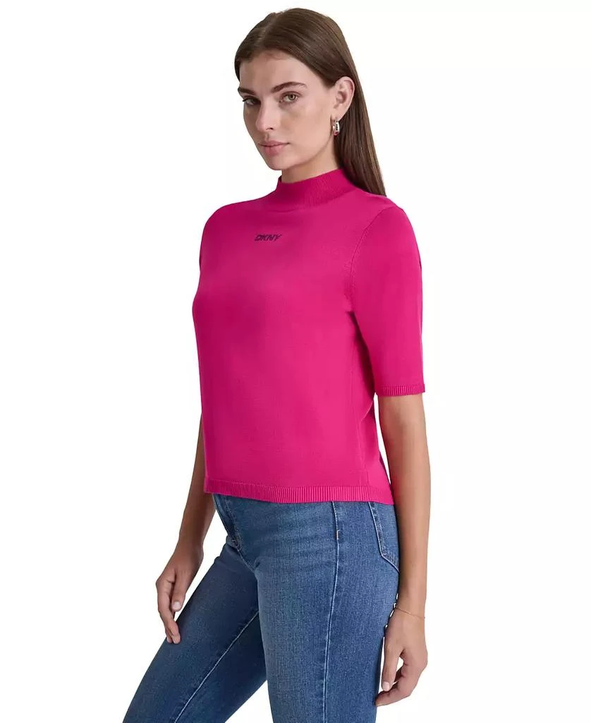 DKNY Petite Mock-Neck Embellished-Logo Sweater 4