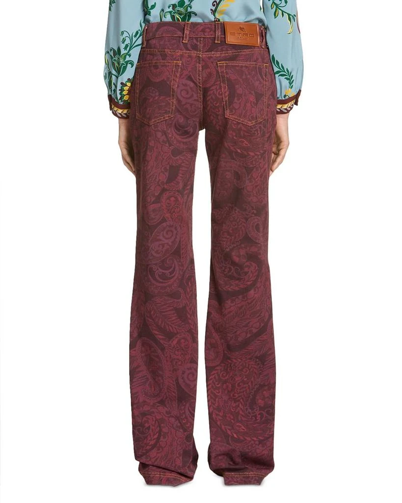 ETRO Flared Leg Jeans in Burgundy Print 2