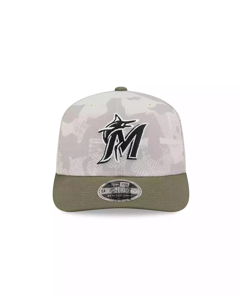 New Era Men's Light Beige/Olive Miami Marlins 2025 Armed Forces Day 9SEVENTY Adjustable Hat 3