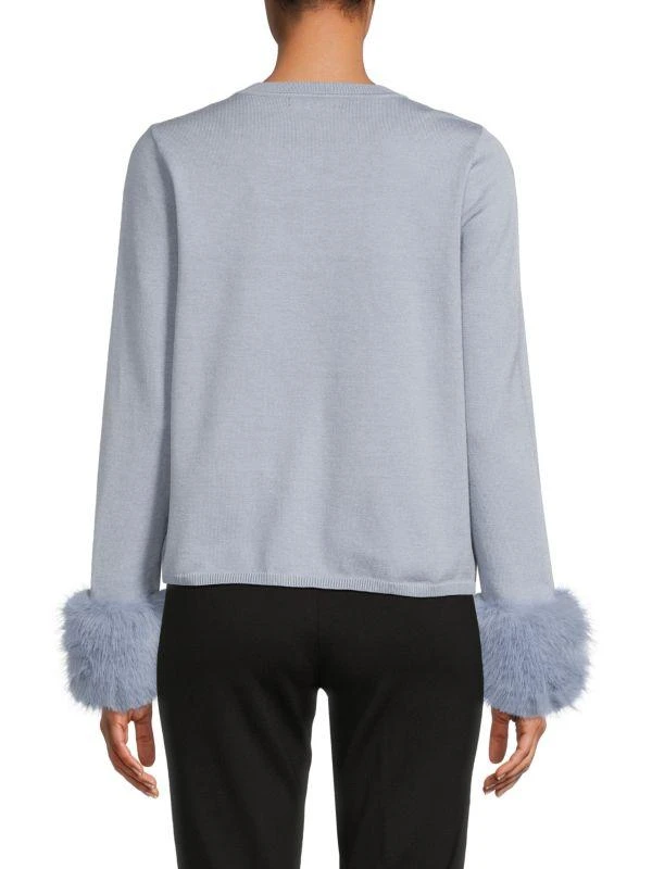 Saks Fifth Avenue Faux Fur Cuff Cardigan 2