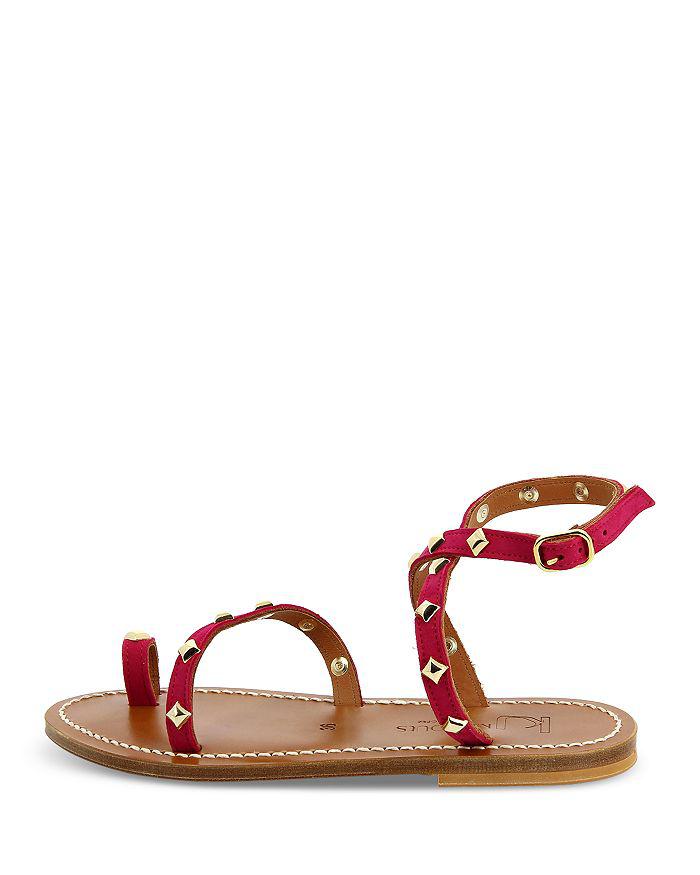K.Jacques Women's Loki Studded Leather Flat Sandals