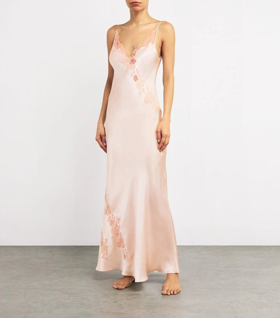 Carine Gilson Silk Lace-Trim Maxi Nightdress 2