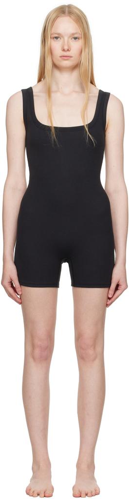 SKIMS Black Cotton Rib Onesie Romper