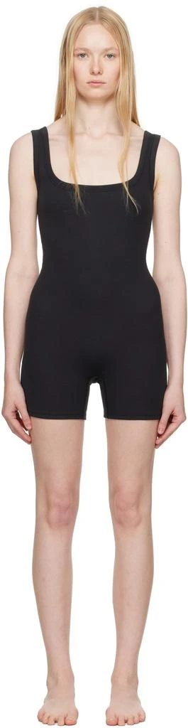 SKIMS Black Cotton Rib Onesie Romper 1