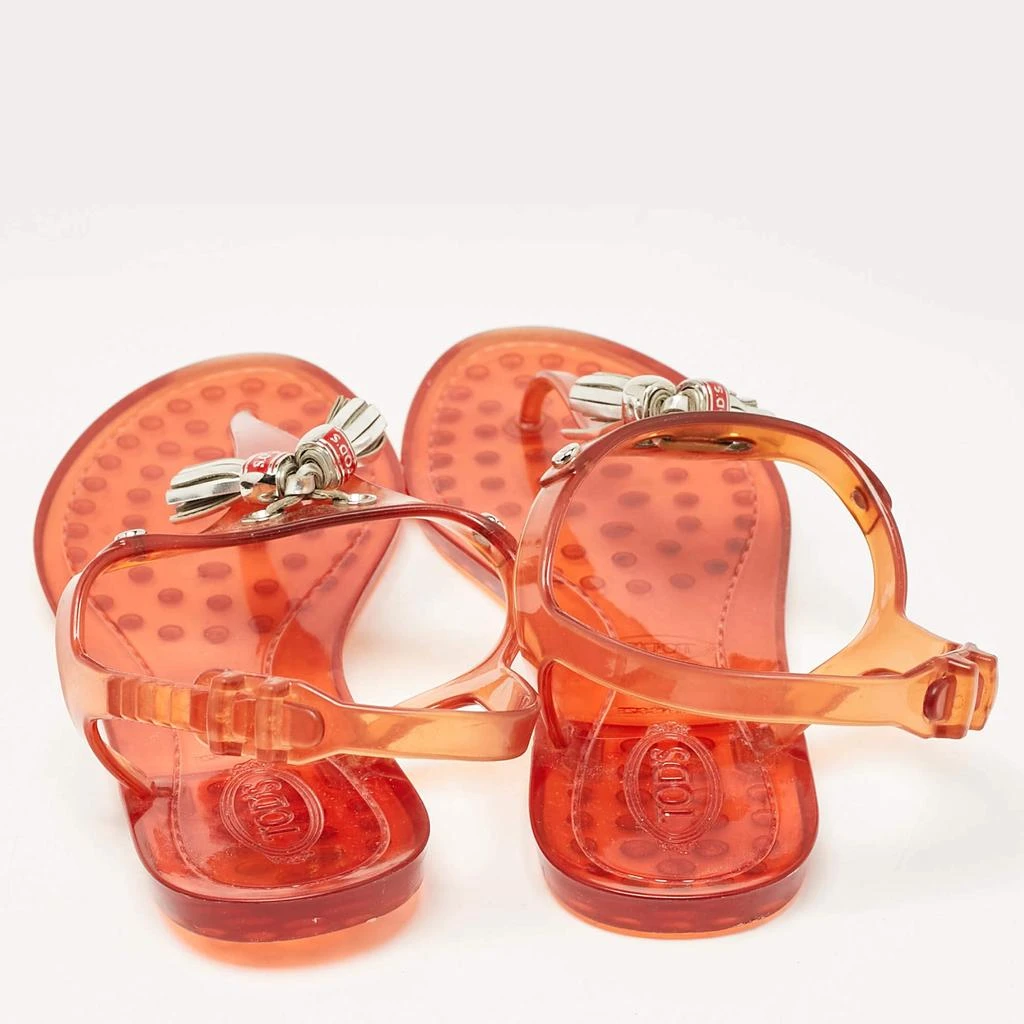 Tod's Tod's Orange Jelly Tassel Thong Slingback Flat Sandals Size 39 5