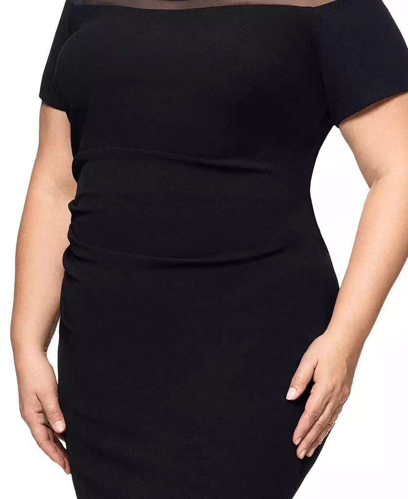 XSCAPE Plus Size Illusion Stripe Short-Sleeve Sheath Dress 4