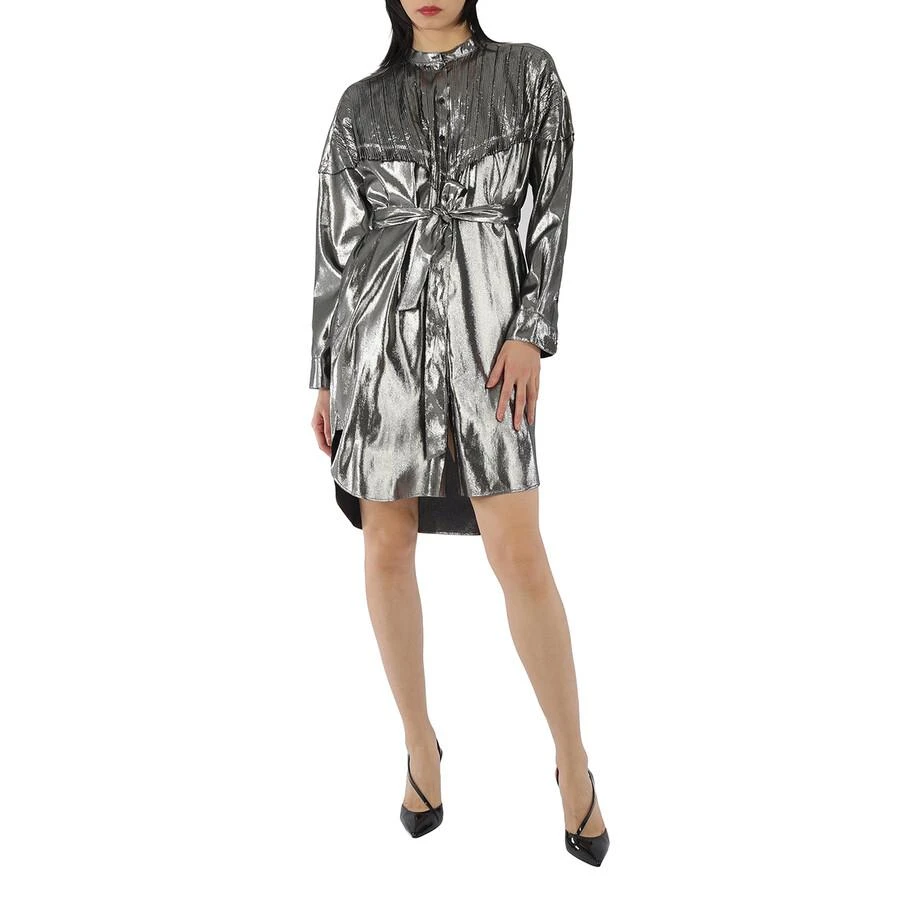 Burberry Ladies Silk Lurex Shirt Dress With Pleats