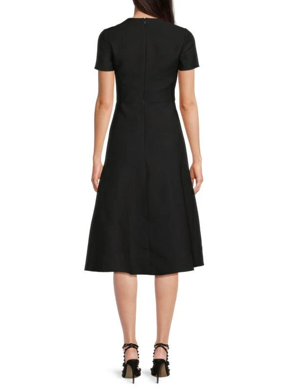 Valentino Lace Trim Virgin Wool & Silk Midi Dress 2