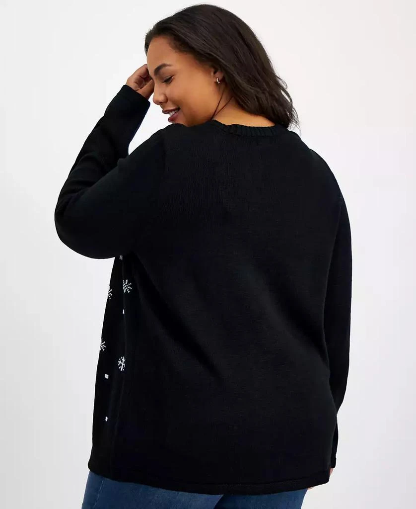 Holiday Lane Plus Santa Embellished Crewneck Sweater, Created for Macy's 2
