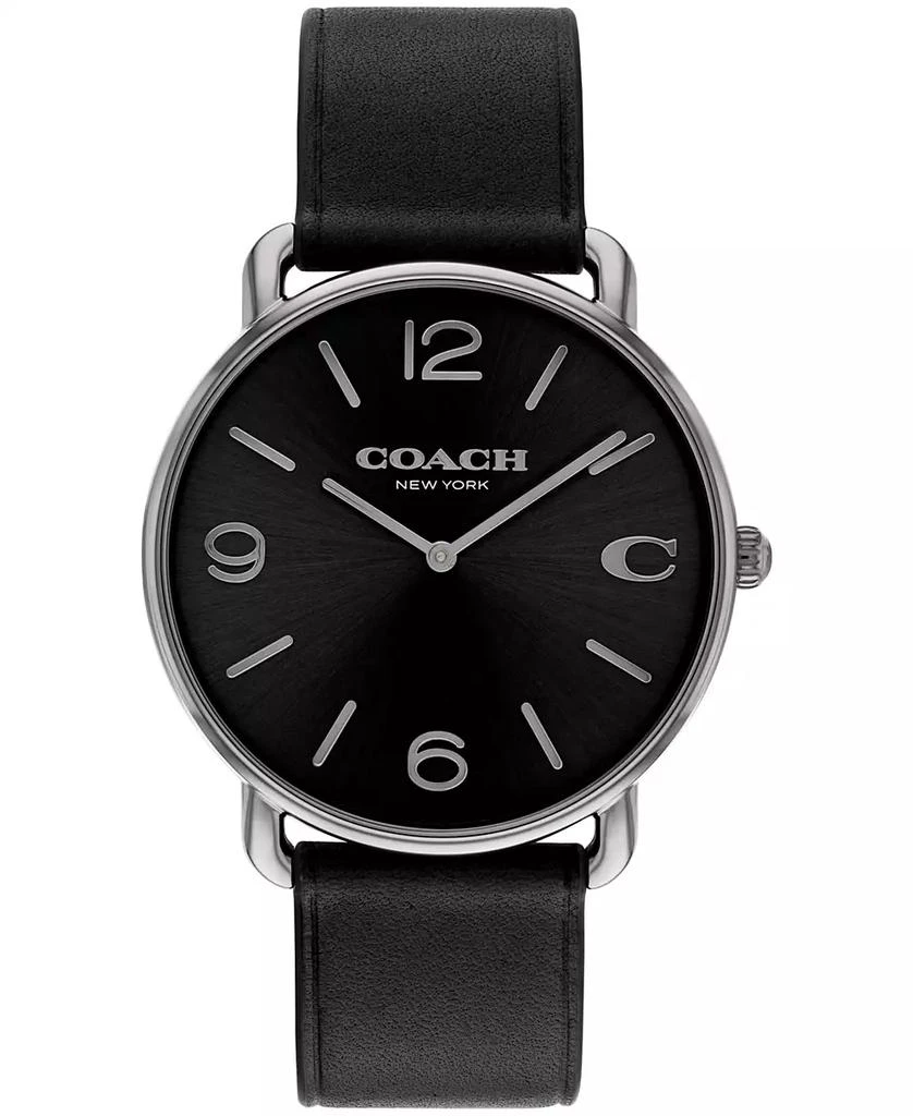 Coach Unisex Elliot Black Leather Strap Watch, 40mm 1