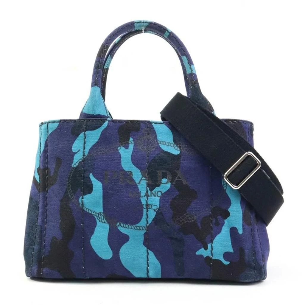 Prada blue Navy Canvas Handbag Shoulder Bag (Pre-Owned) 1