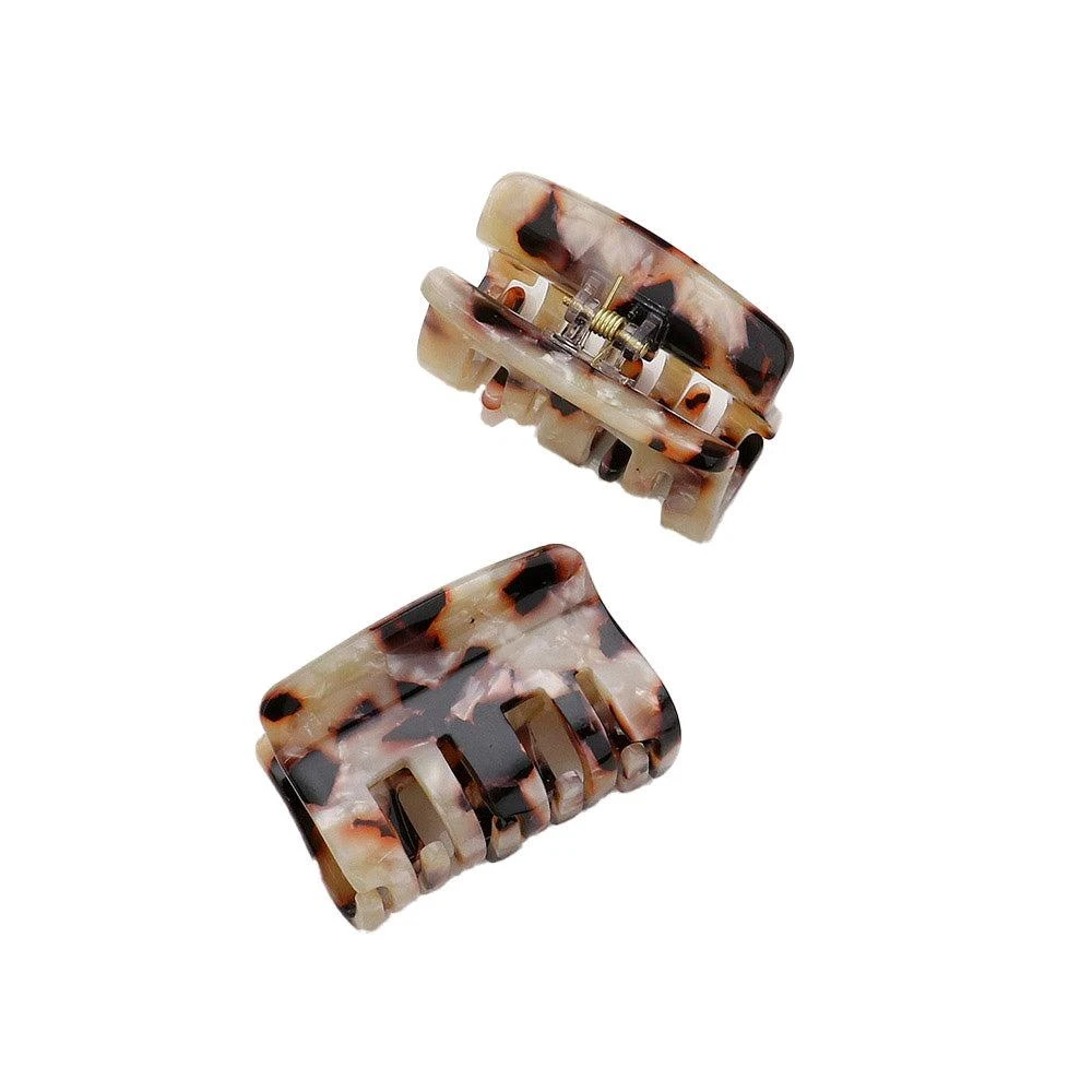 FASHNZFAB 2PCS - Celluloid Acetate Small Rectangle Hair Claw Clips 4