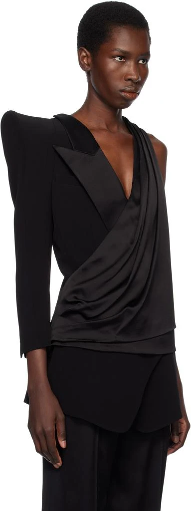Balmain Black Asymmetric Structured Blouse Jacket 2