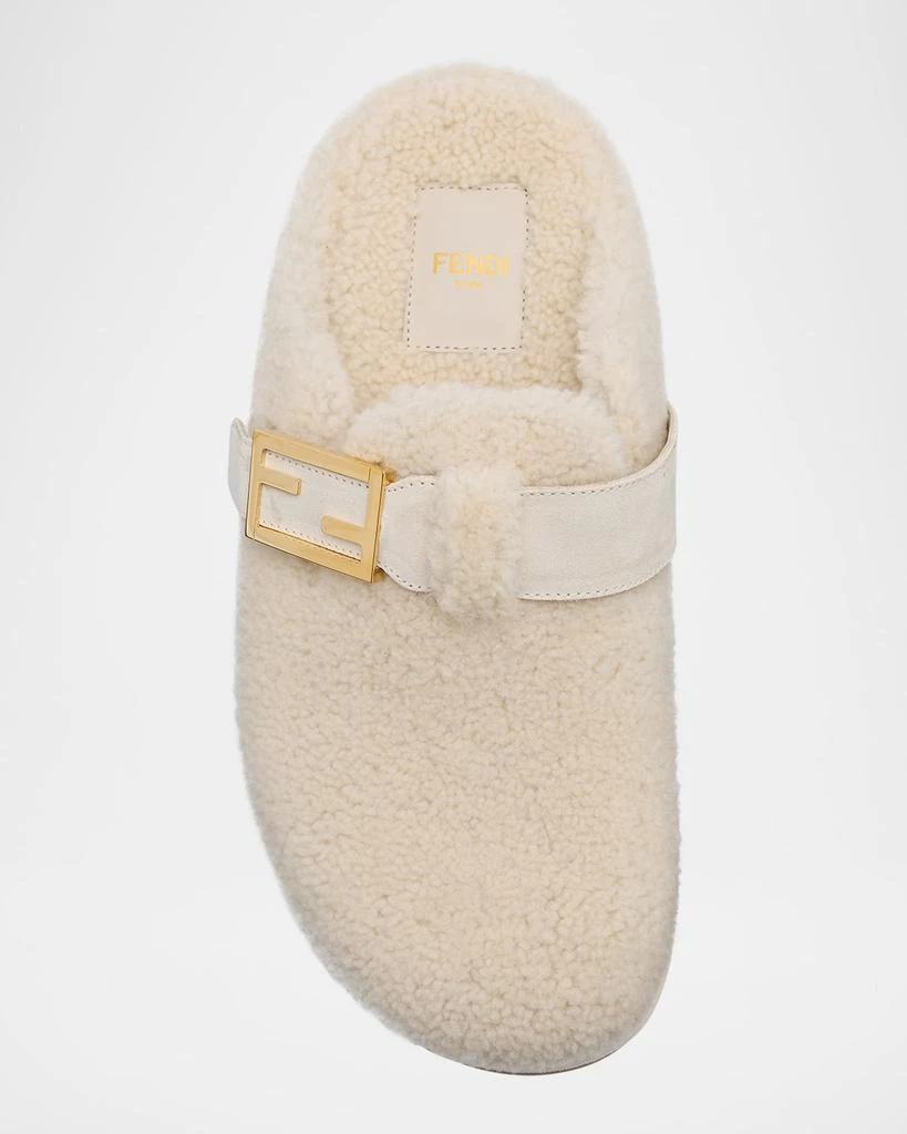 Fendi Shearling Buckle Sabot Mules 6