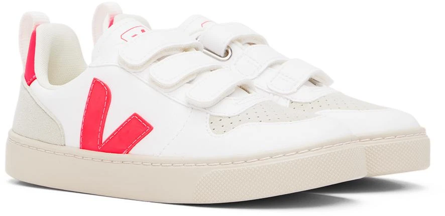 VEJA Kids White & Red V-10 Sneakers 4