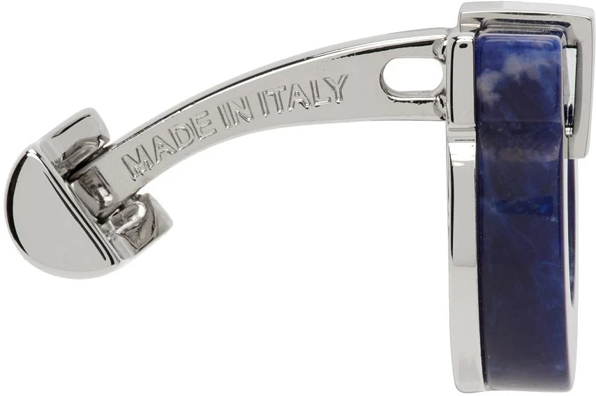 Salvatore Ferragamo Silver 
Blue Gancini Cuff Links 2
