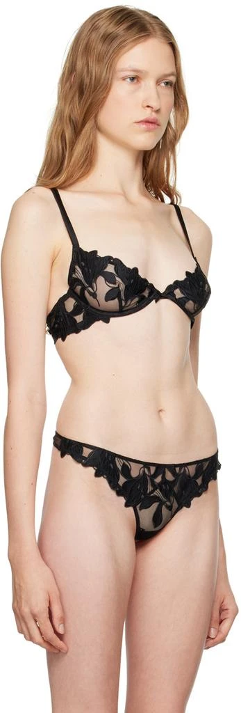 Fleur du Mal Black Lily Embroidery Plunge Demi Bra 2