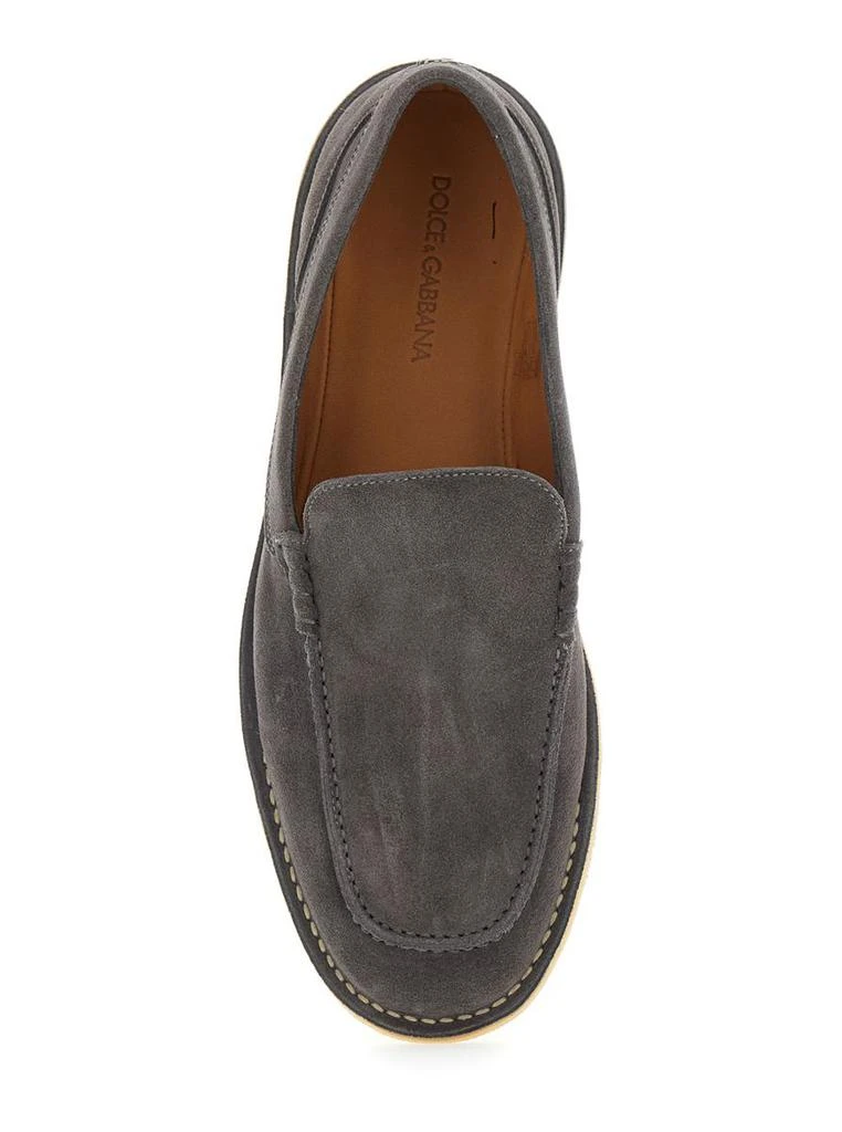 Dolce & Gabbana 'New Florio Ideal' Grey Loafers With Dg Detail In Suede Man 4