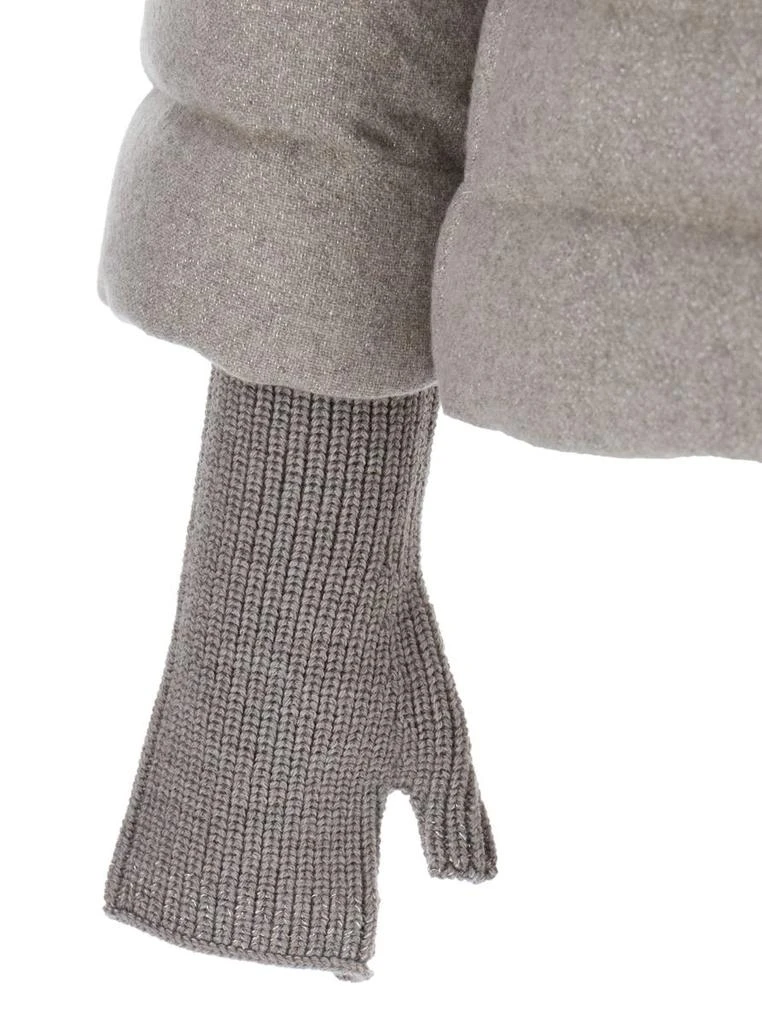 Herno Beige Down Jacket With Drawstring High  Neck And Removable Gloves In Tech Fabric Woman 3