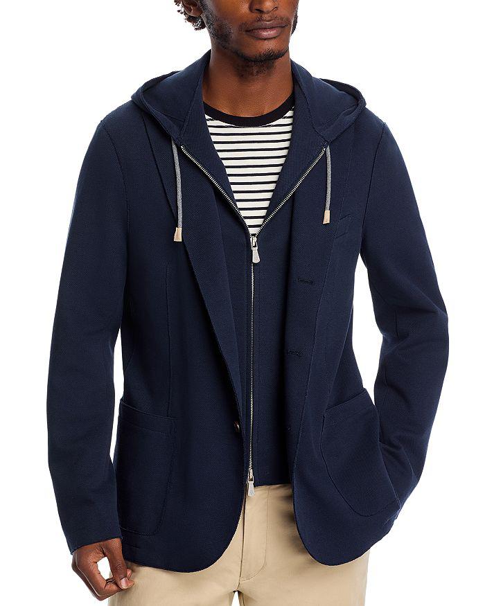 ELEVENTY Cotton Pique Jersey Removable Hood Soft Jacket