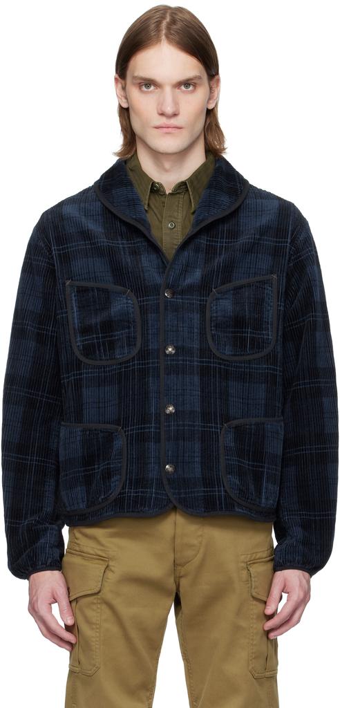RRL Navy Plaid-Print Corduroy Jacket