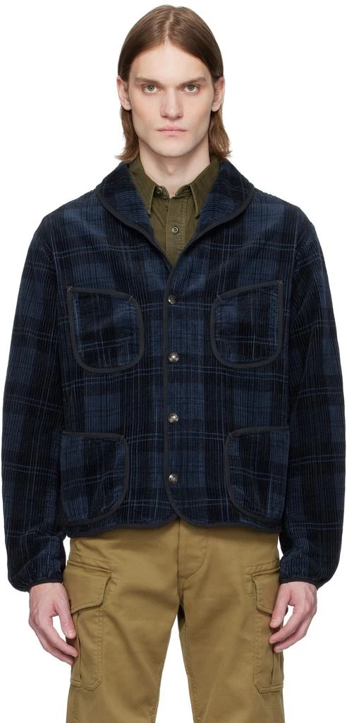 RRL Navy Plaid-Print Corduroy Jacket 1