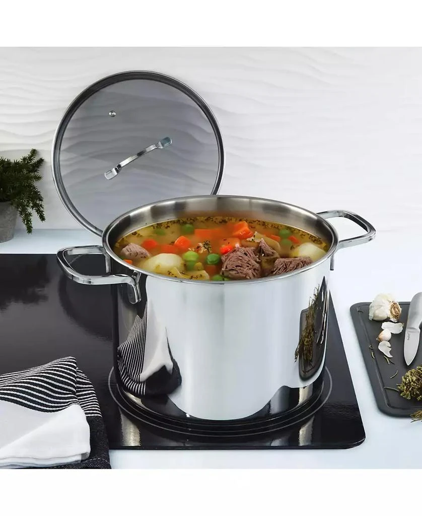 BergHOFF DiNA Helix Recycled 18/10 Stainless Steel 10.25" Stockpot 10.6qt., Glass Lid 3