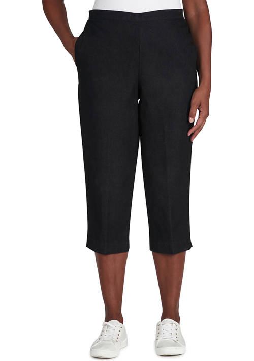 Alfred Dunner Dunner Womens Classics Flat Front Denim Capris