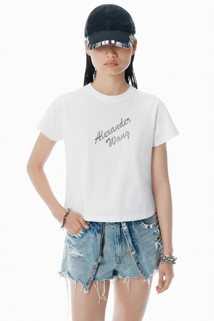 Alexander Wang White Crystal Hotfix & Cotton Logo Tee 3