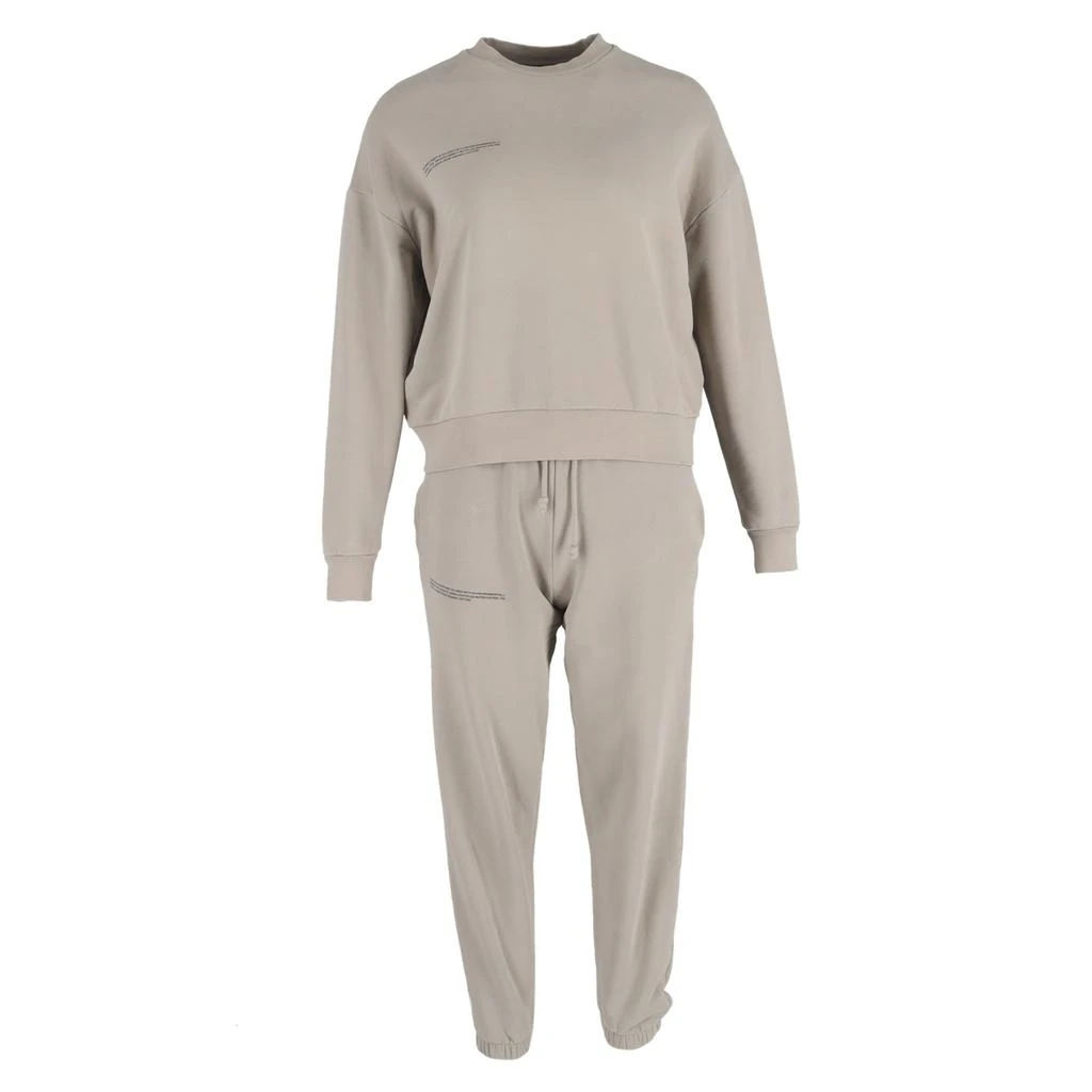 Pangaia Logo-Print Sweater and Jogger Pants Set in Beige Cotton 1