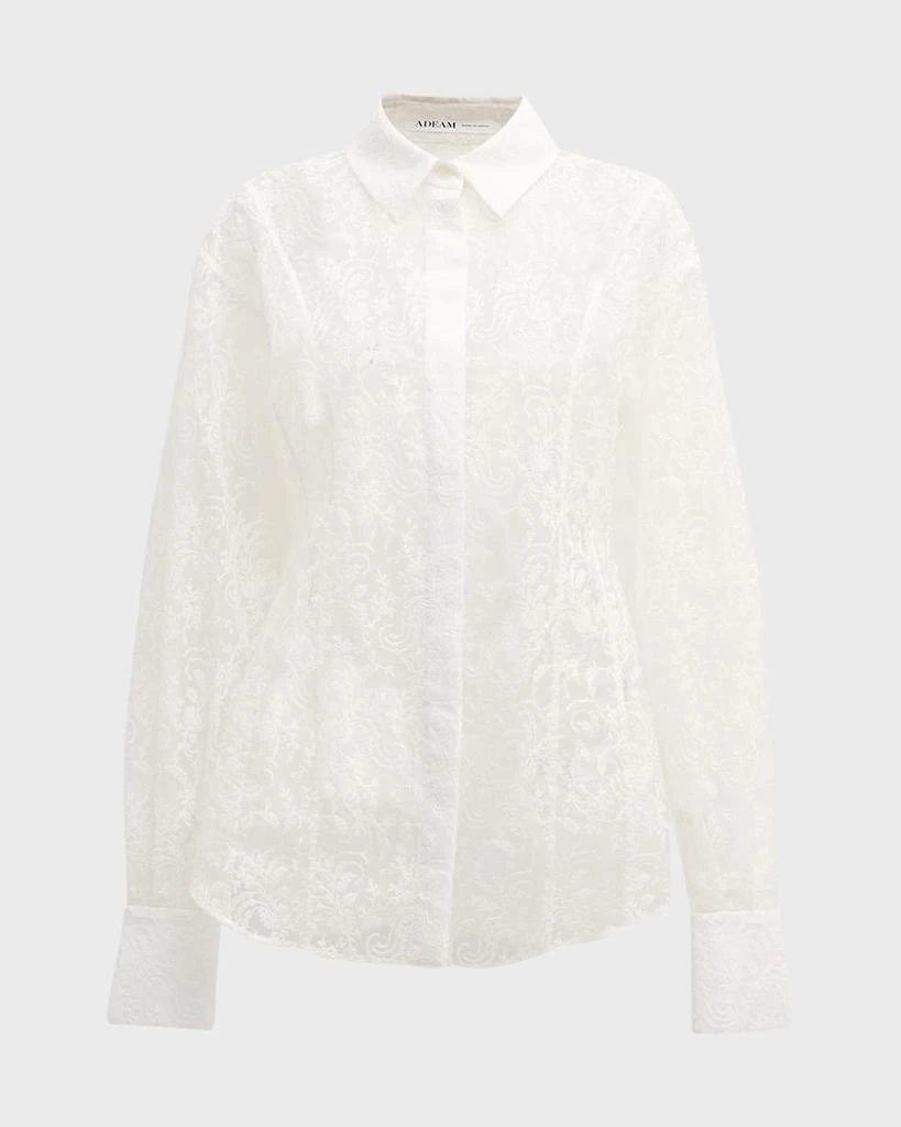 ADEAM Margot Floral Sheer Button Down Shirt 2