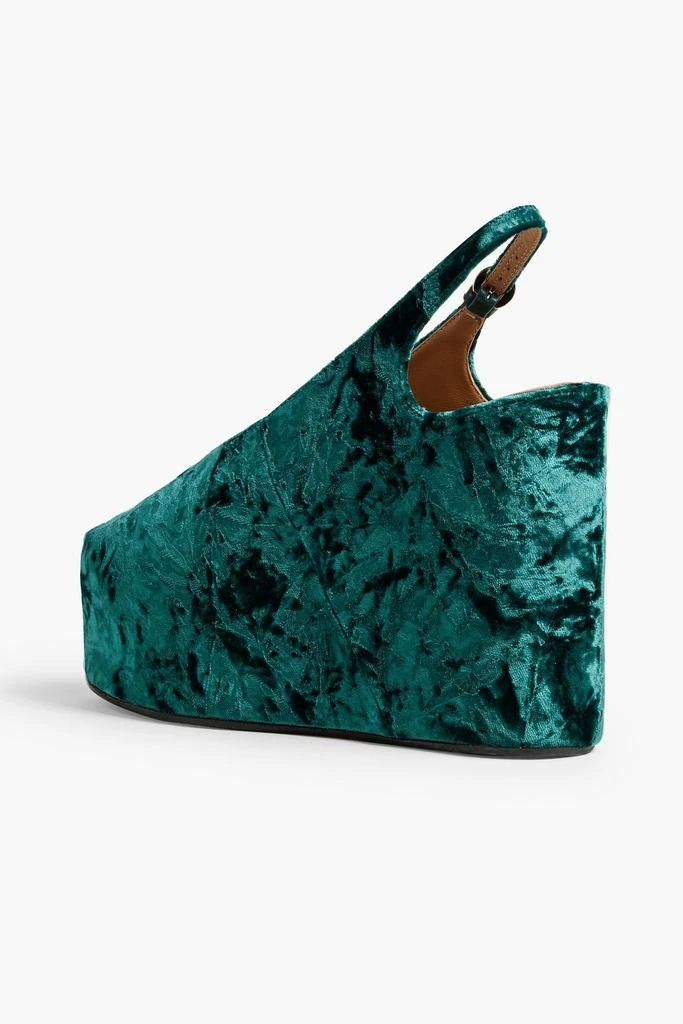 Dries Van Noten Crushed-velvet wedge slingback sandals 3