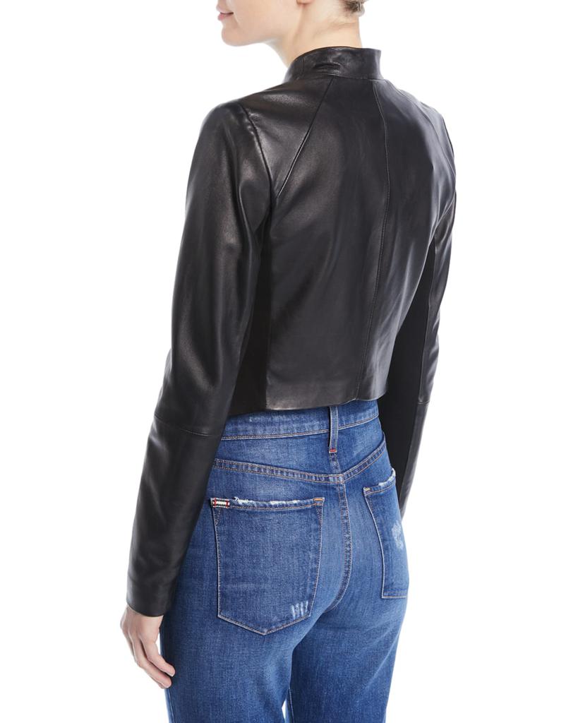 Alice + Olivia Harvey Draped Open-Front Leather Jacket