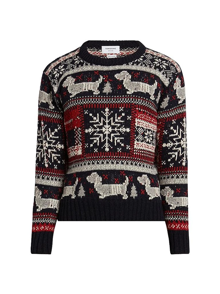 Thom Browne Holiday Hector Fair Isle Jacquard Wool-Mohair Sweater 1