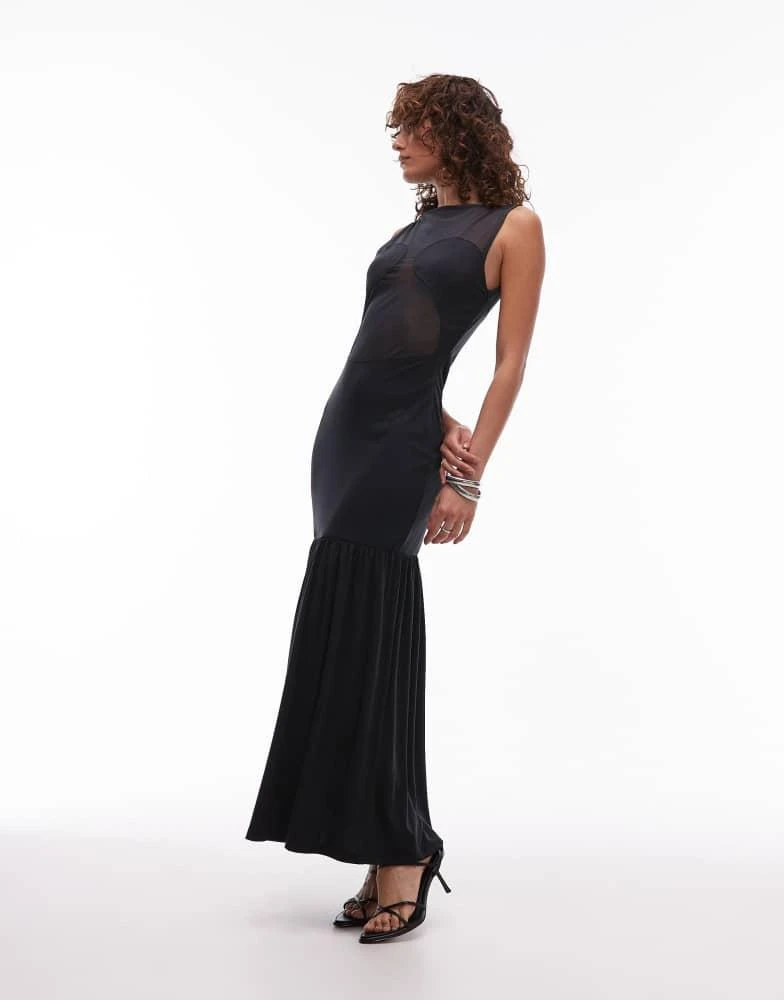 Shop ASOS DESIGN mesh panel fabric mix maxi dress in black on Sale at  BeyondStyle  Get 75% Off ASOS DESIGN mesh panel fabric mix maxi dress in  black with Limited-Time Flash