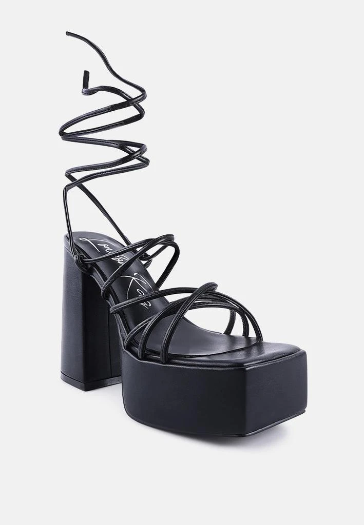 London Rag anvil metallic block heeled lace up sandals 5