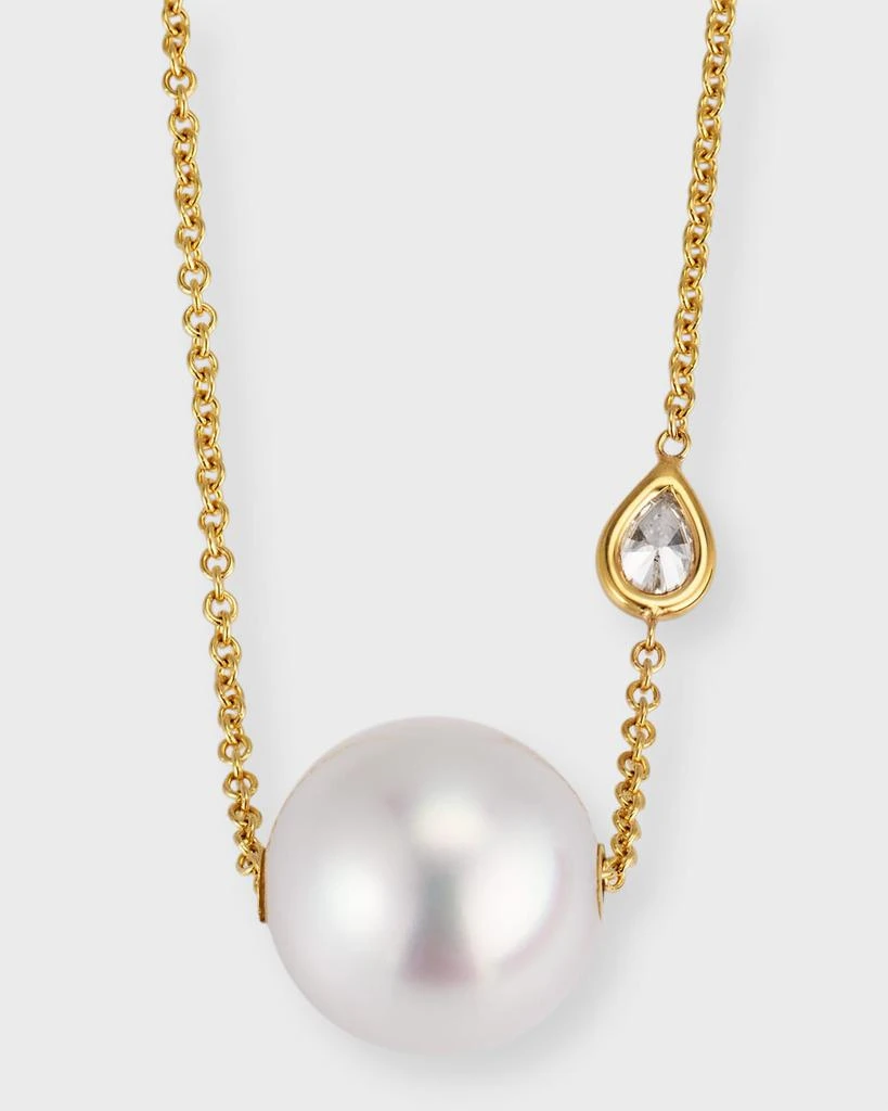 Mizuki 14k Gold Saltwater Pearl and Diamond Choker Necklace 16"L 1
