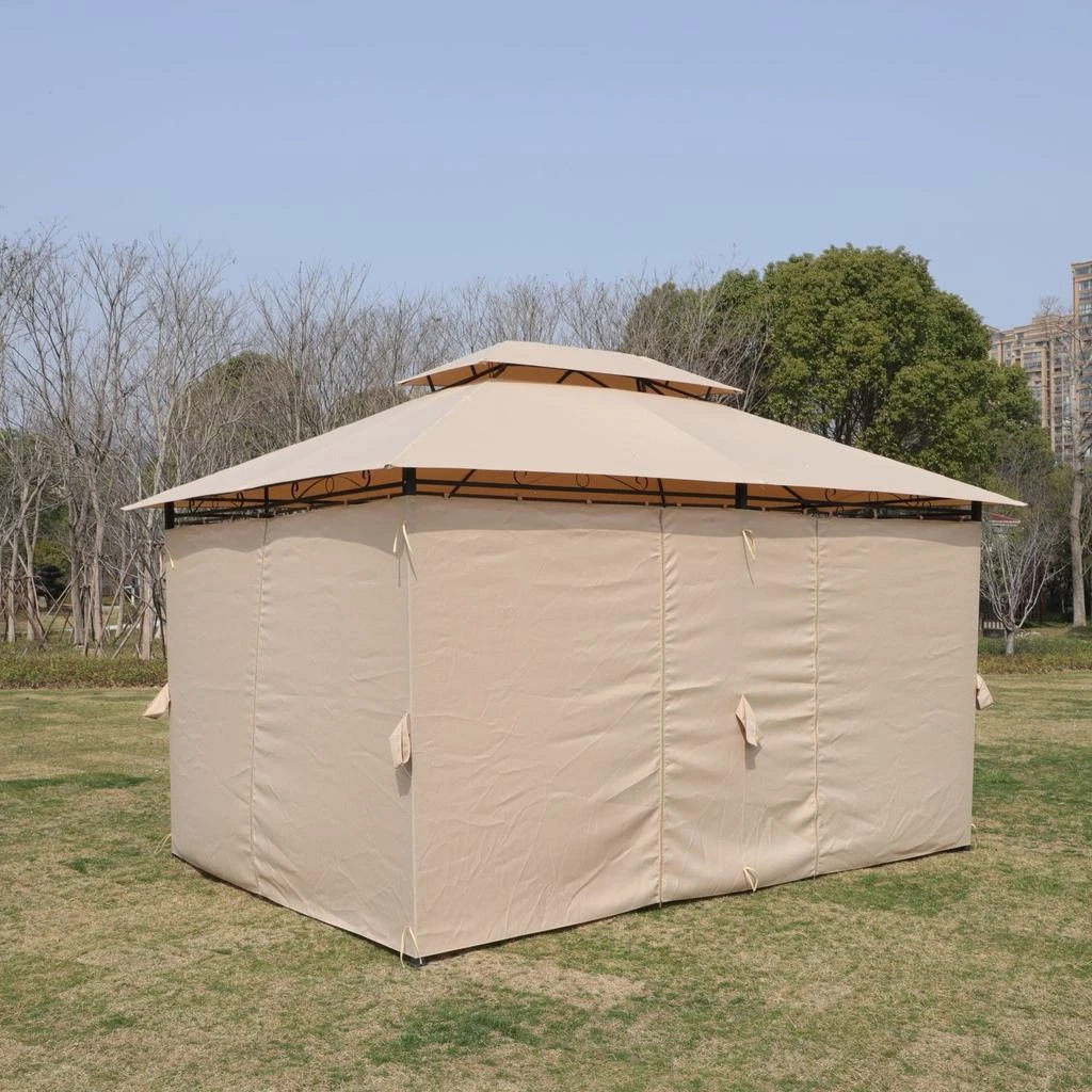 Streamdale Furniture Streamdale 13x10 Outdoor Gazebo Canopy Tent w/ Mosquito Net - Khaki Top 3